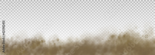Flying sand, brown dust cloud, wind, sandstorm.