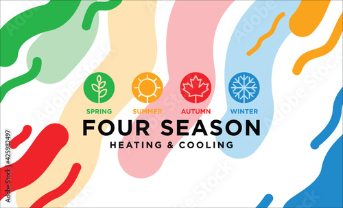 four season element design vector