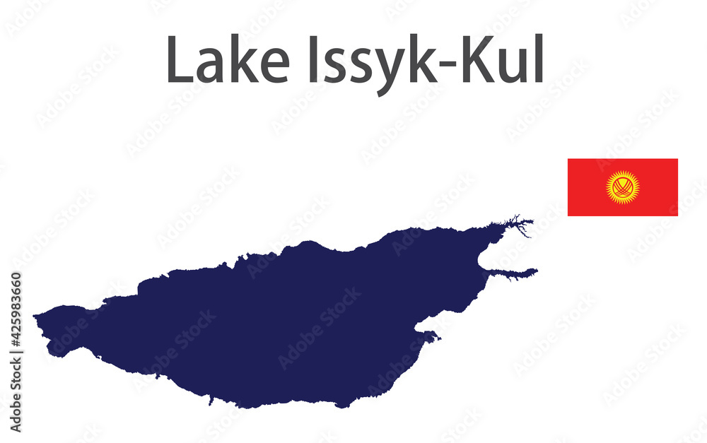 Fototapeta premium silhouette of a large world lake, the Issyk-Kul