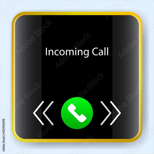 incoming call screen smartwatch. user interface mobile app kit. vector illustration design