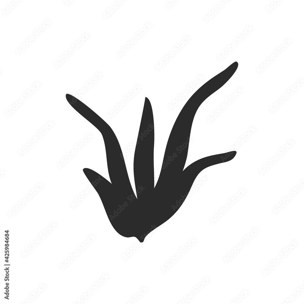 silhouette contour plants seaweed algae aquatic water plant, grass for aquarium. isolated vector hand drawn illustration in doodle style.