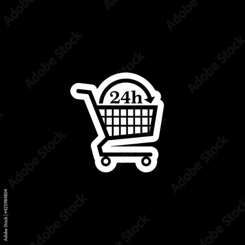 Online 24h shop icon isolated on dark background