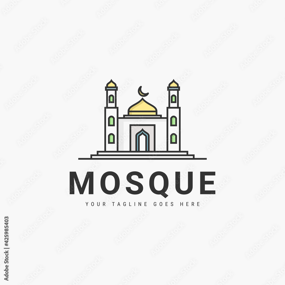 Mosque colorful logo vector illustration design
