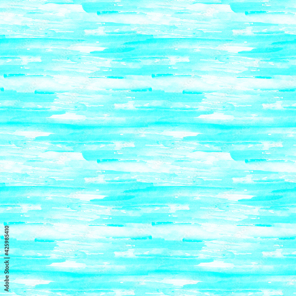 Abstract sky blue seamless watercolor background. 