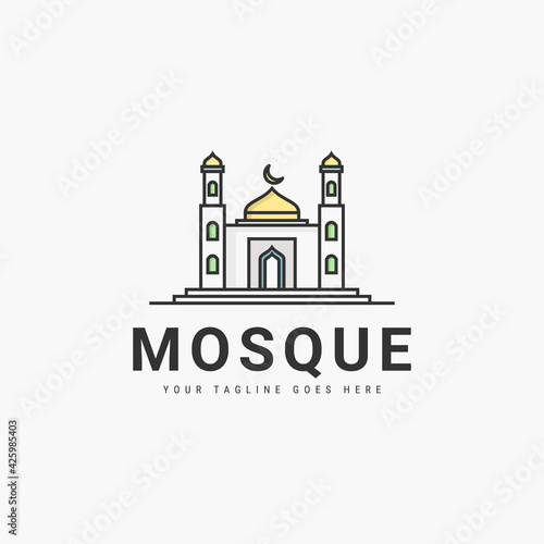 Mosque colorful logo vector illustration design