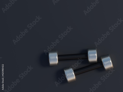 weight dumbells isolated on black background