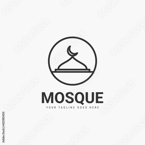 Line art mosque minimalist logo vector illustration design
