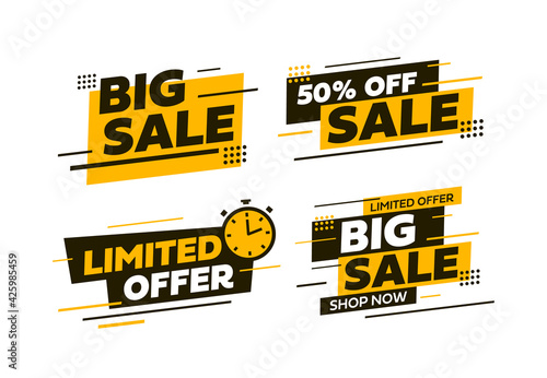 Sale banners set. Vector offer signs isolated on white background.