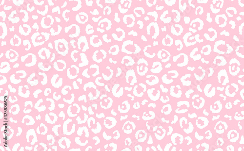 Abstract modern leopard seamless pattern. Animals trendy background. Pink and white decorative vector stock illustration for print, card, postcard, fabric, textile. Modern ornament of stylized skin