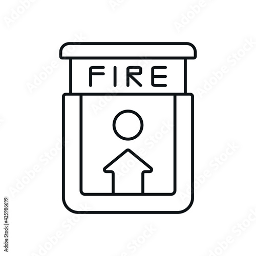 Fire alarm button linear icon. Firefighters. Rescue service. Thin line customizable illustration. Contour symbol. Vector isolated outline drawing. Editable stroke