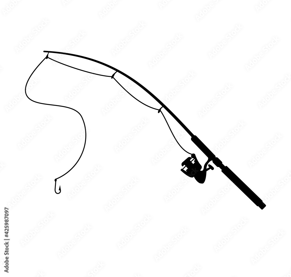Fototapeta premium Fishing rod. Spinning. Silhouette.