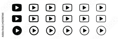 Play Button set icon sign