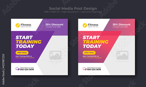 Fitness social media post design template