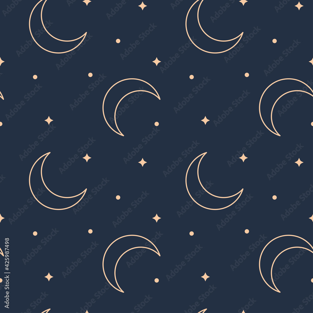 Stars and moon seamless pattern. Vector illustration. Stars and moon seamless pattern. Vector illustration.