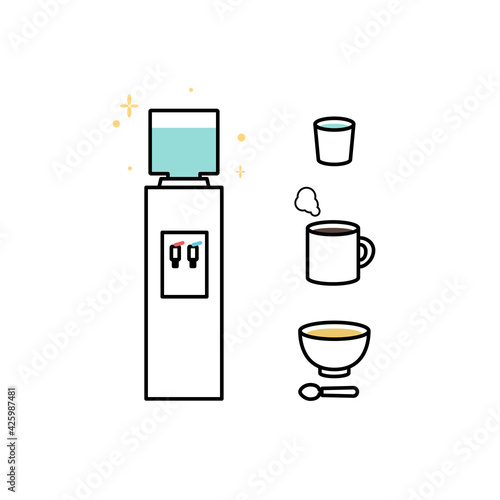 ウォーターサーバーとカップたちイラスト素材