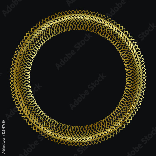 Luxury frame gold color on black background. Design template elegant wedding invitation card; invitation; workpiece for your design. Vector.	