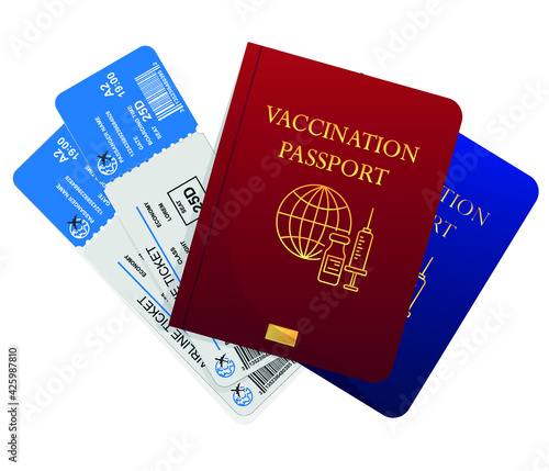 vaccination and certification. Travel concept passport with flat color vector illustration.

