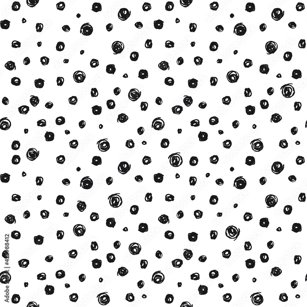 Seamless pattern of black circles. A seamless pattern made with hand drawn circles. Seamless pattern of black circles. A seamless pattern made with hand drawn circles.