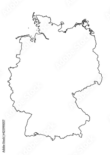 accurate black contour map of Germany (Deutschland, D, DE)