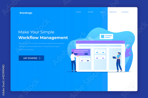 Manage workflow landing page concept. Illustration for websites, landing pages, mobile applications, posters and banners