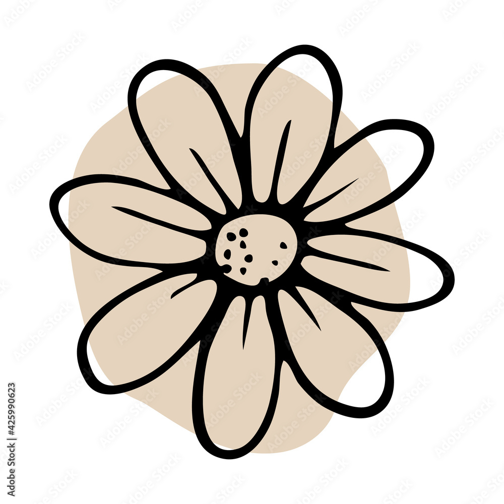 doodle spring flower line art. hand-drawn plant doodle spring flower line art. hand-drawn plant