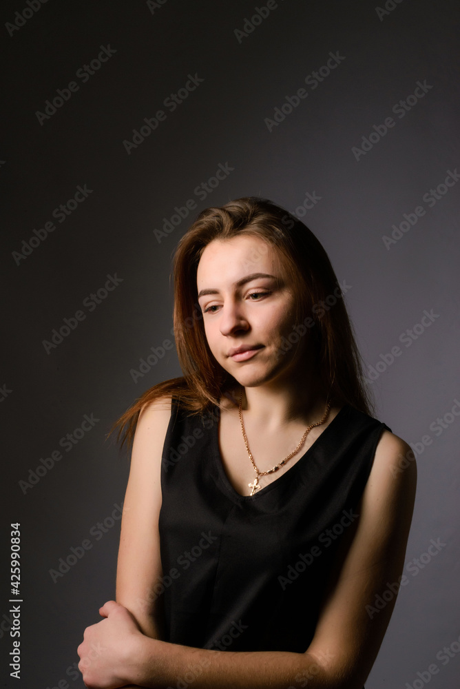 girl in a black dress