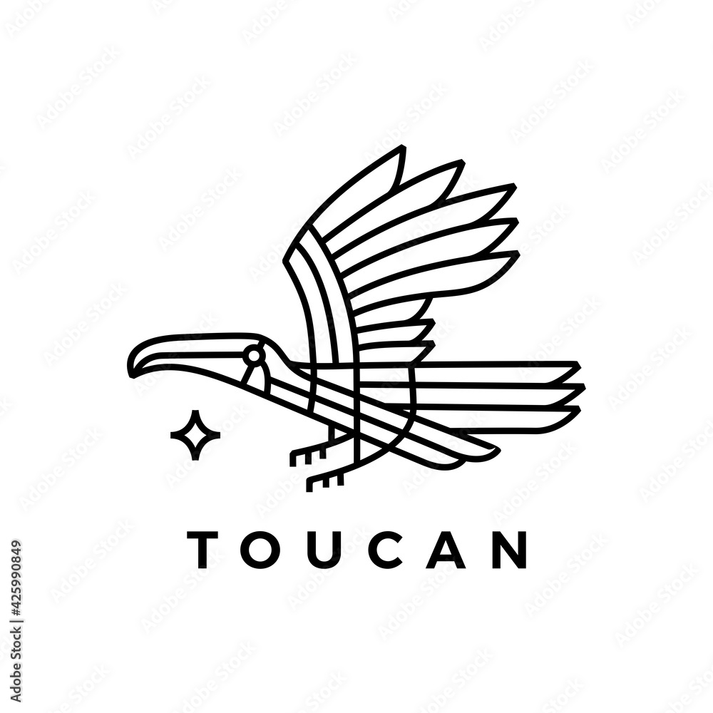 Fototapeta premium toucan bird monoline logo vector icon illustration