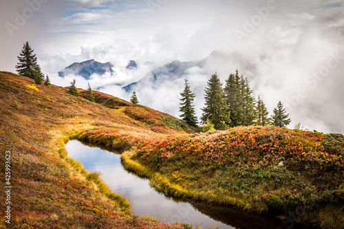 morning in the mountains, autumn colours, alps, hiking, gastein, dorfgastein, fulseck, austria photo