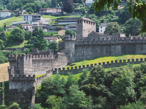 View of Montebello,medieval castle in Bellinzona.Canton Ticino, Switzerland