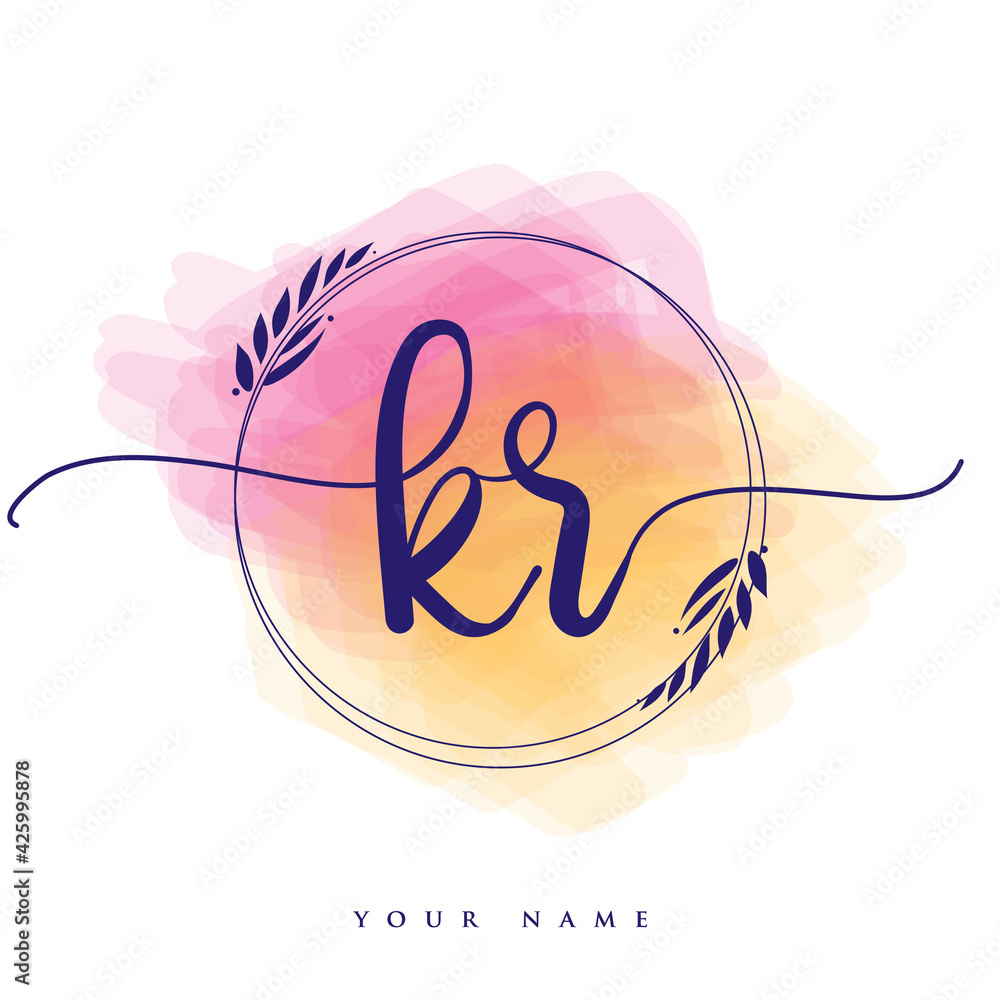 Colorful Letter KR Logo Design for Business Identity