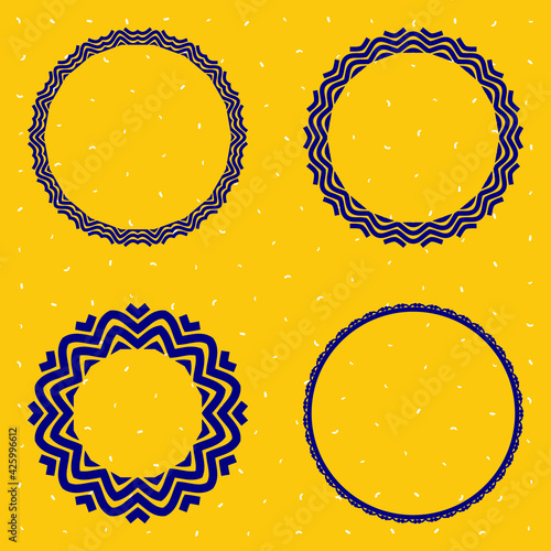 Set of 4 frame, workpiece for your design. Ornamental elements and motifs. Decor for print design. Round desinge element. Vector.	