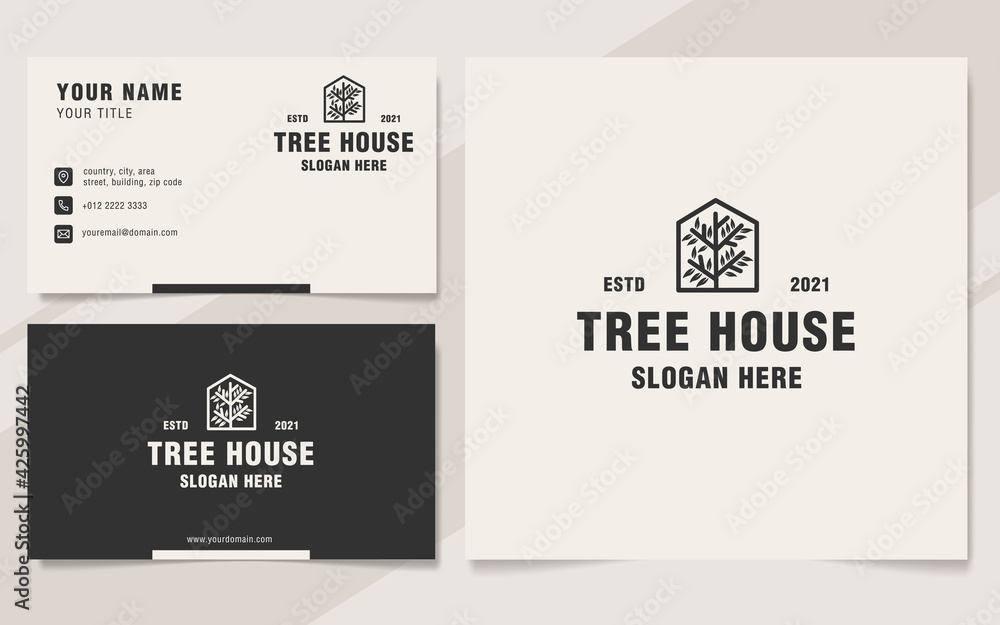 Obraz premium Tree house logo template monogram style