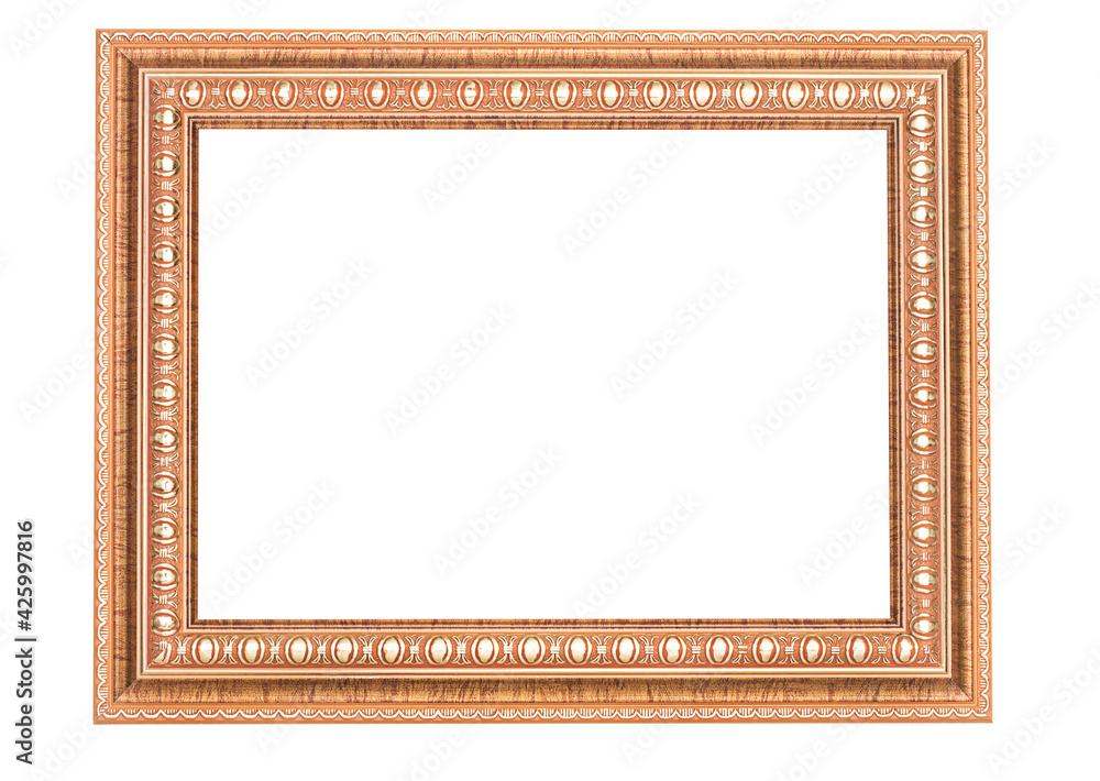 Brown frame with gold pattern, white background Brown frame with gold pattern, white background