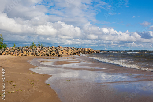 Fototapeta Naklejka Na Ścianę i Meble -  View of The Sunikari beach and The Gulf of Bothnia, Hailuoto island, Finland