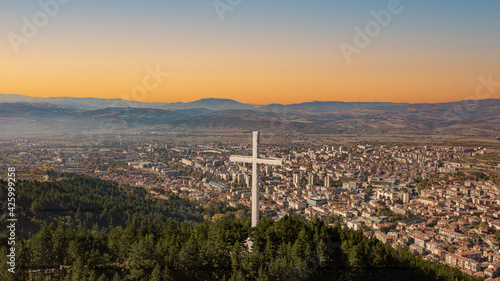 Christian Cross on Hill in Bulgaria photo