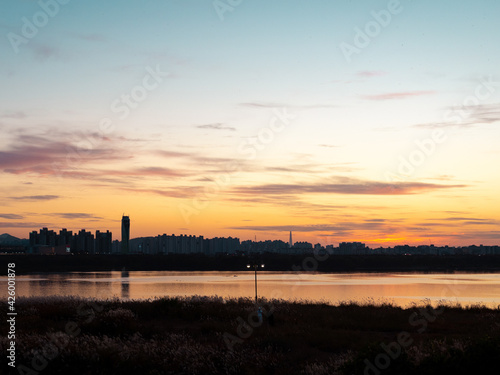 Colorful sunset over water