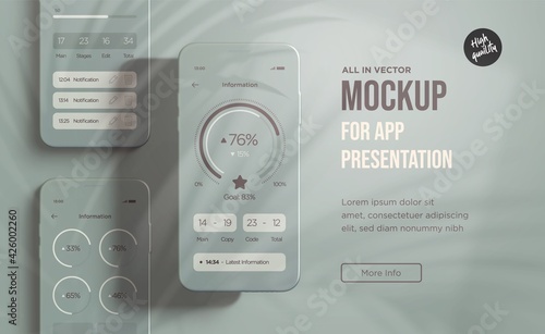 Realistic modern black smartphone mockup design for the mobile application.Vector