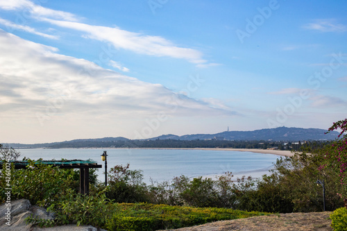 Beautiful view of Liaoluo Bay in Kinmen.The distant scenery is Taiwu Mountain.