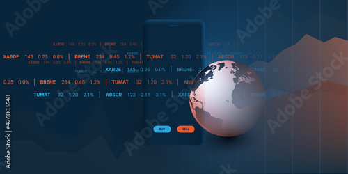 Fintech Software, Modern Digital Global Business and Market Analysis, Online Stock Trading and Investment Helper Apps, Robo Advisor Concept Design, Vector Illustration