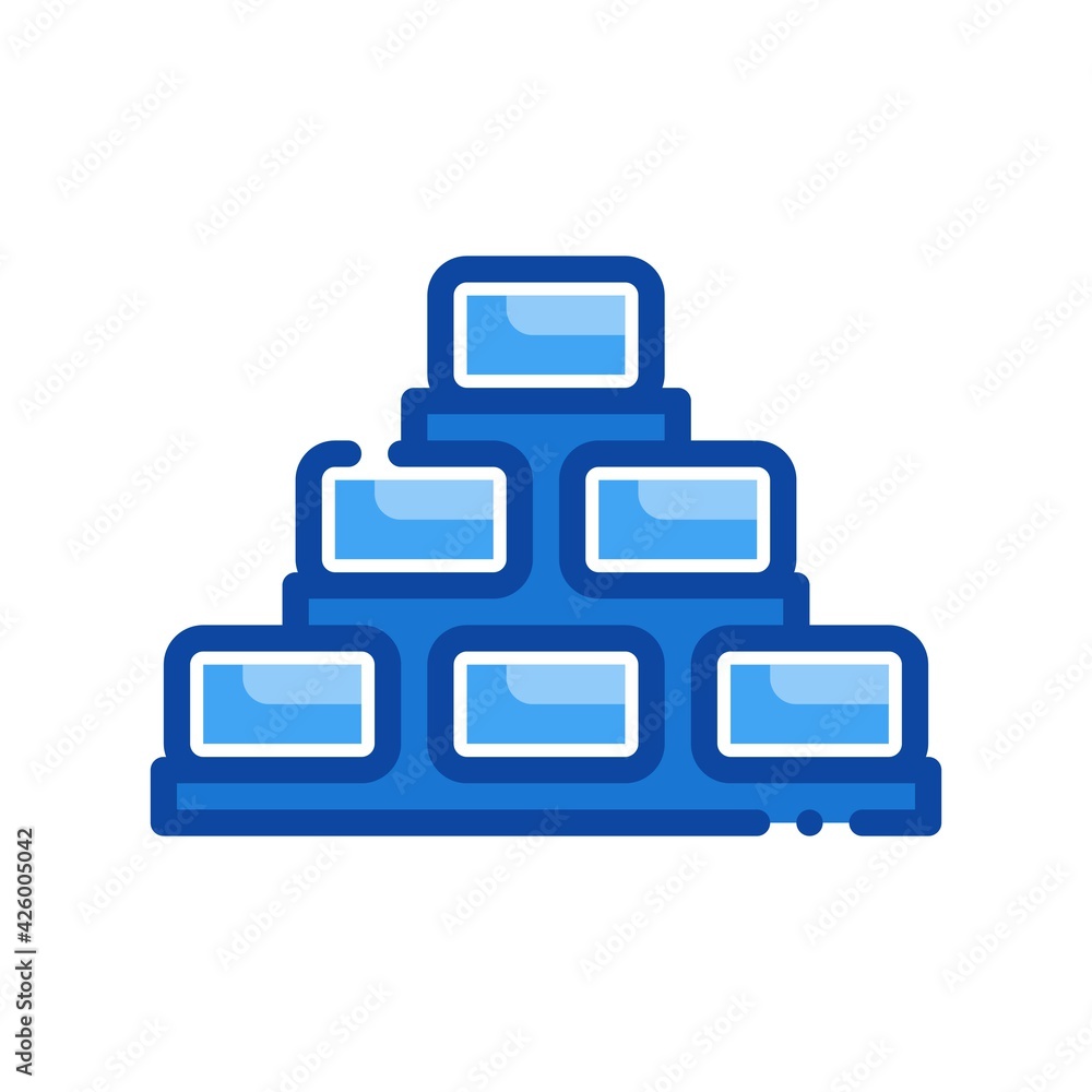bricks icon in filled line style isolated on white background. EPS 10 bricks icon in filled line style isolated on white background. EPS 10
