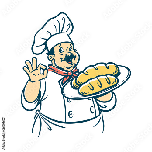 Fat Bakery Chef Cartoon Vector