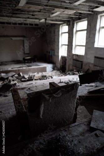 Old Sofa in Pripyat, near Chernobyl