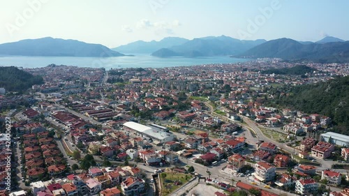 Beautiful aerial view on the Aegean sea in Ichmeler near Marmaris, Turkey.