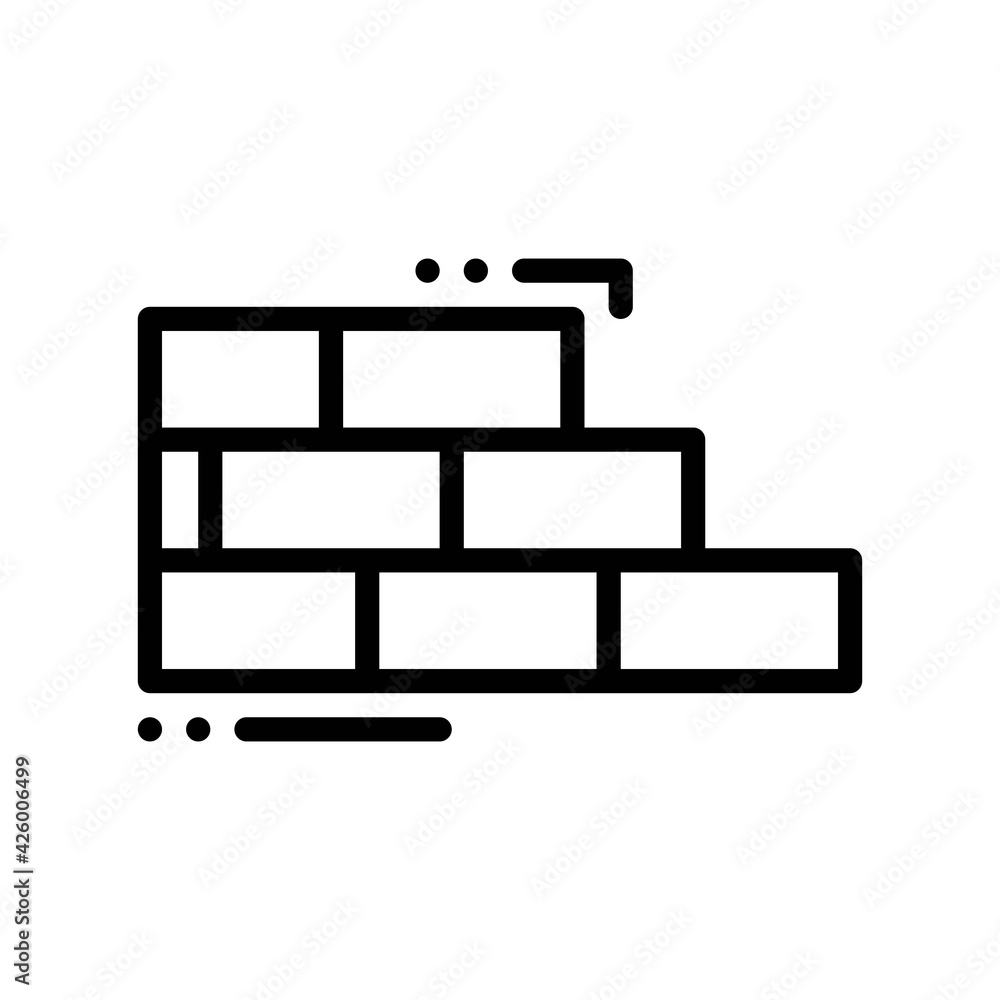 bricks icon in line style isolated on white background. EPS 10 bricks icon in line style isolated on white background. EPS 10