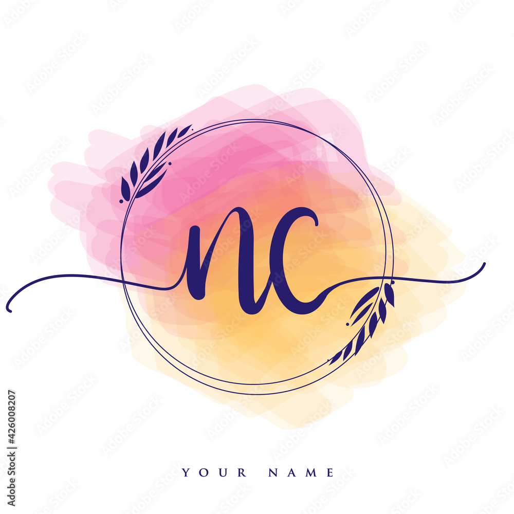NC Initial handwriting logo. Hand lettering Initials logo branding ...