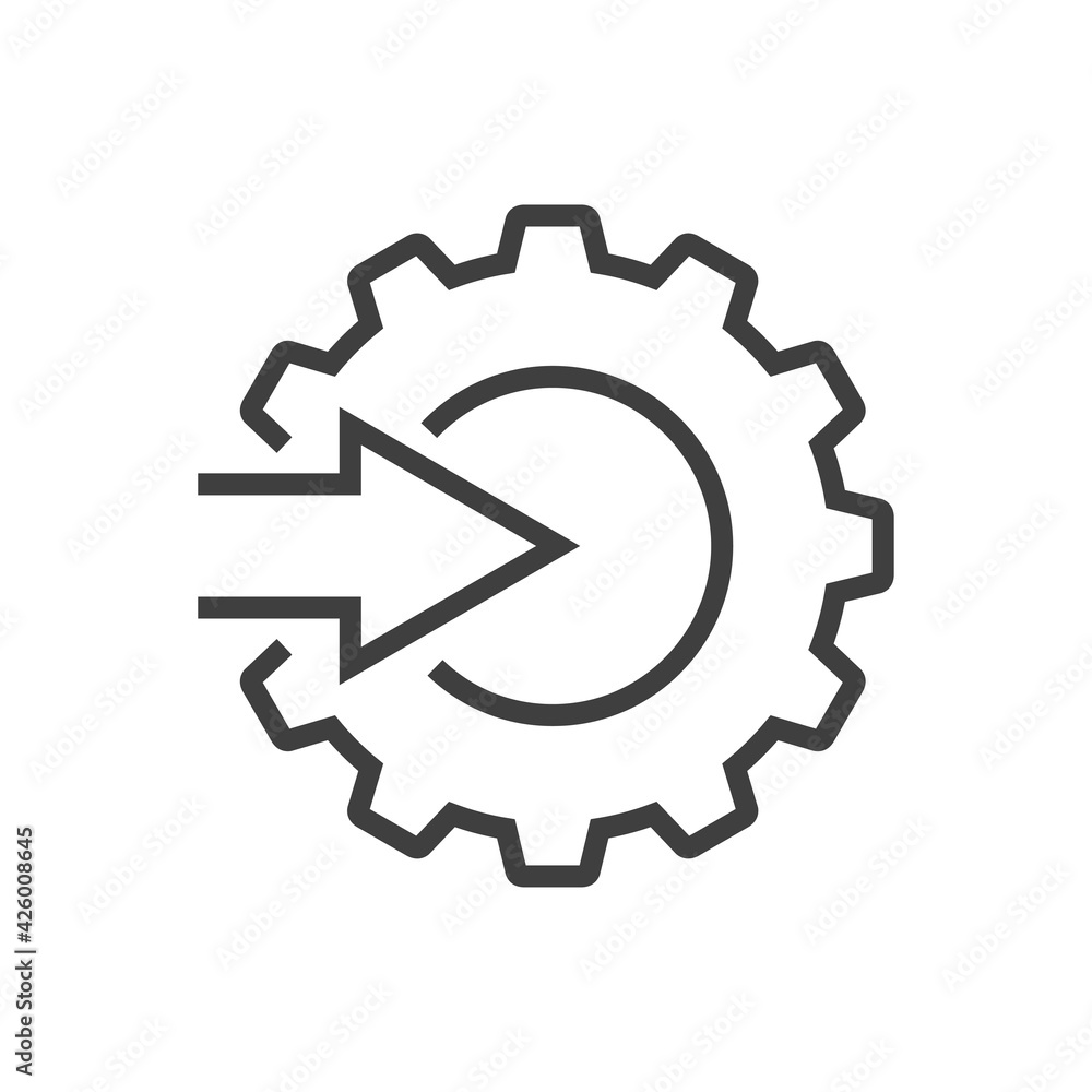 Engranaje con flecha con lineas en color gris