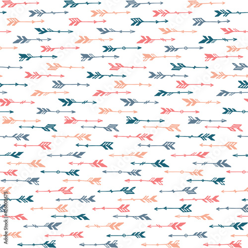 Trendy boho arrows graphic seamless pattern. Ethnic aztec design. Native american motive. Bohemian