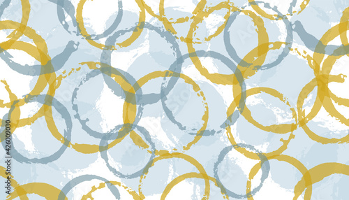 Summer watercolor circles geometry fabric print. Round shape splotch overlapping elements vector