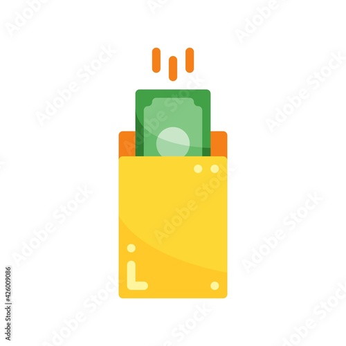 Envelope with money icon in flat style isolated on white background. Vector illustration of business message. EPS 10