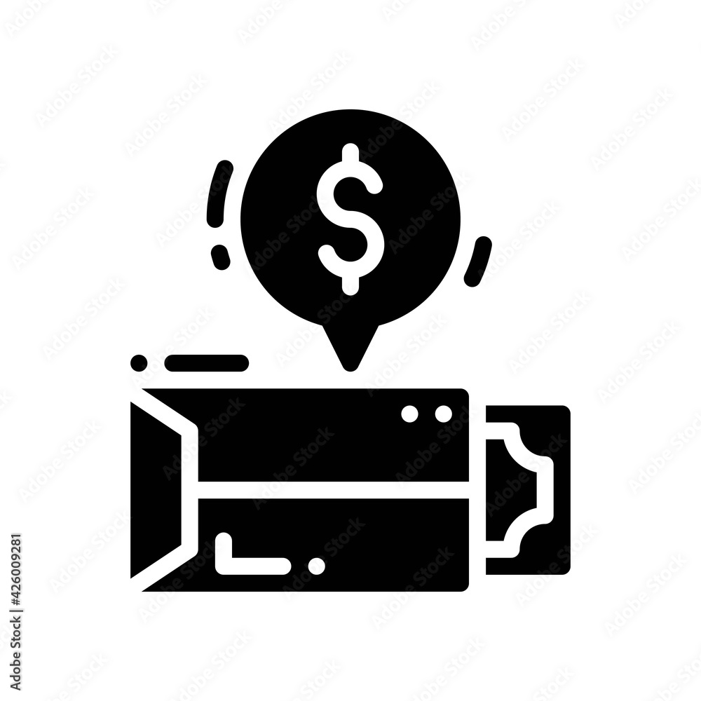 Envelope with money icon in solid style isolated on white background. Vector illustration of business message. EPS 10 Envelope with money icon in solid style isolated on white background. Vector illustration of business message. EPS 10